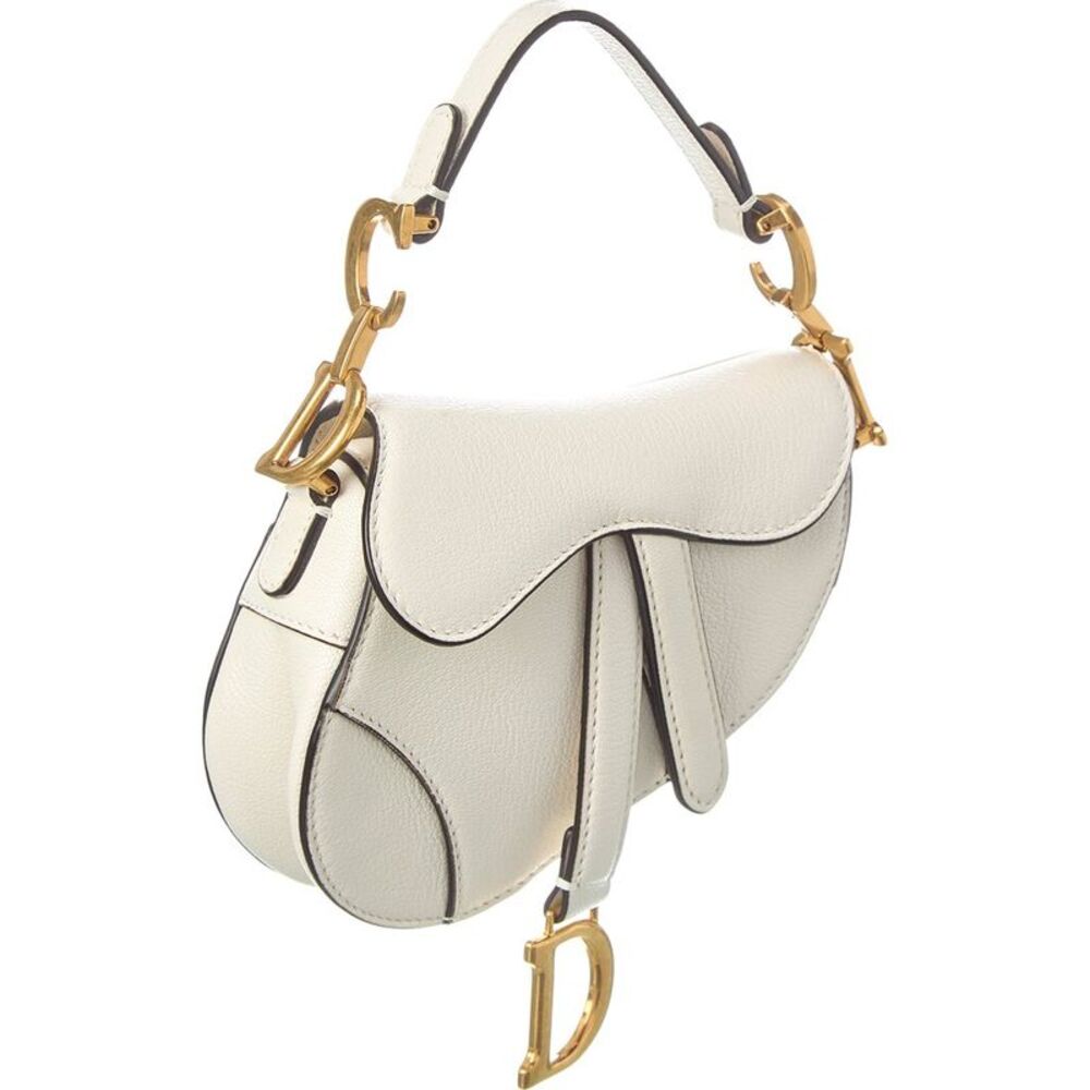 Dior Leather Saddle Bag, White - Picture 3 of 5